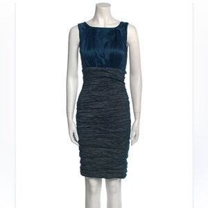 Nicole Miller 100% Silk Sz.2 Bodycon navy blue dress